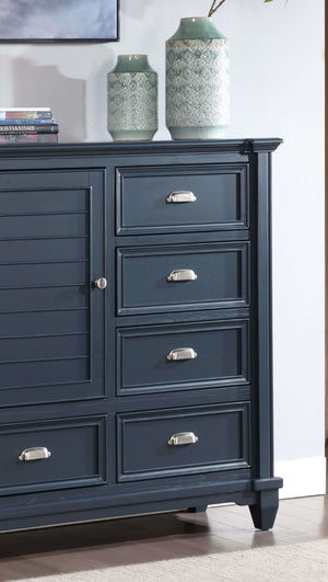 English Elm Transitional Elegant Five-Drawer Chest with Antique Hardware and Deep Storage for Clutter-Free Bedroom Slate Blue 21 L x 51 W x 53 H B2741P383855