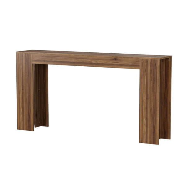 English Elm 62.99-inch Farmhouse Console Table Slim Entryway Sofa Accent with Rustic Wood Finish Walnut W1706P399684