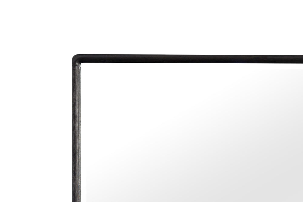 English Elm Rectangle Wood Mirror Black Peppercorn Finish — Solid Wood & MDF Beveled Glass, Dresser Mounting, 51.75x33.25 B2699P237493