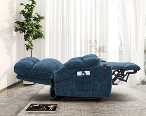 English Elm Liyasi Power Swivel Rocker Recliner Chair with Dual OKIN Motors, 240° Swivel, USB, Lumbar Support Blue W820S00060