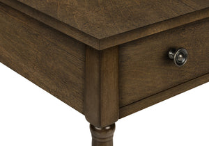 English Elm Accent Table, Two-Tiered Design With Storage Drawer - Traditional Brown Veneer For Stylish Spaces B2710P219466