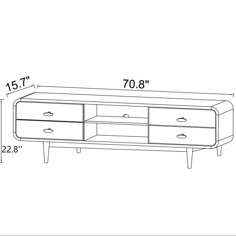 English Elm Ashcroft Furniture - Alexa Mid Century Modern TV Stand in Walnut Solid Wood 71" W Low Profile Media Console for Living Rooms B183P231967