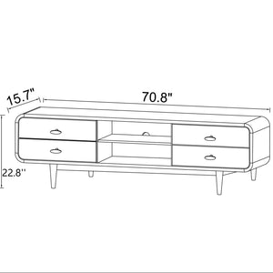 English Elm Ashcroft Furniture - Alexa Mid Century Modern TV Stand in Walnut Solid Wood 71" W Low Profile Media Console for Living Rooms B183P231967
