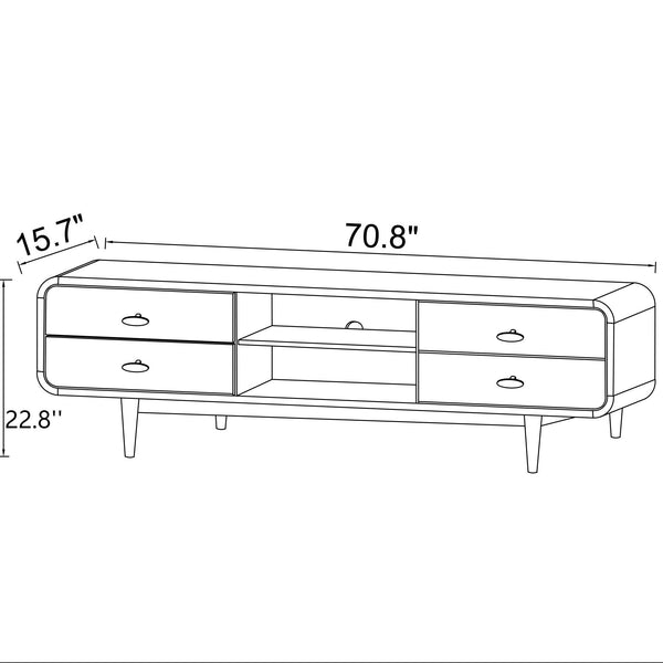 English Elm Ashcroft Furniture - Alexa Mid Century Modern TV Stand in Walnut Solid Wood 71" W Low Profile Media Console for Living Rooms B183P231967
