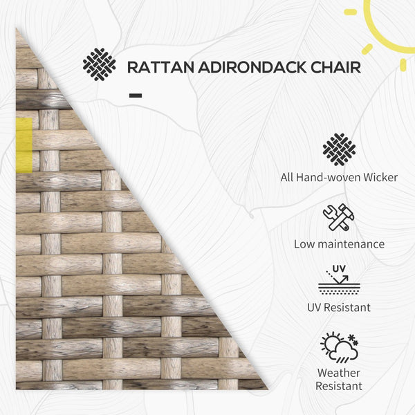 English Elm Outsunny Patio Wicker Adirondack Chair - Cozy All-Weather Rattan Chair With Plush Cushions & Style W2225P175516-GIGA