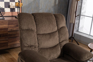 English Elm Ultra Wide Velvet Swivel Lounge Chair with Massage Heating and Powered Lift Assist Brown W547P425984