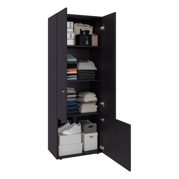 English Elm Home 3 Door Closet System Black – Compact Freestanding Storage with Five Fixed Shelves for Small Rooms and Laundry B070P351124