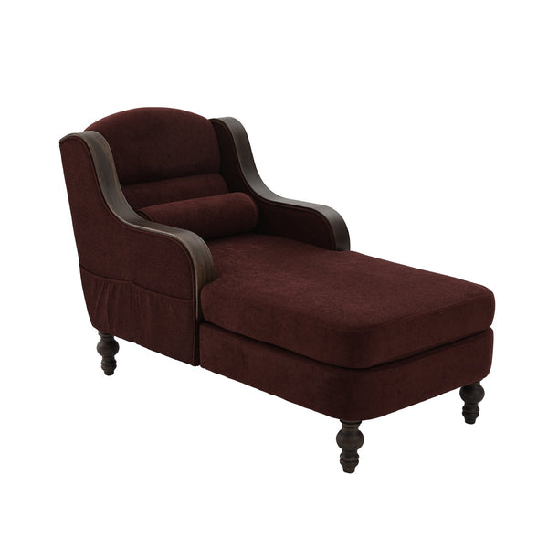 English Elm UNITED Oversized Chaise Lounge Sofa Bed with Solid Wood Arms, High-Resilience Foam, 800lb Capacity and Storage Pockets WINE RED W1568S00210
