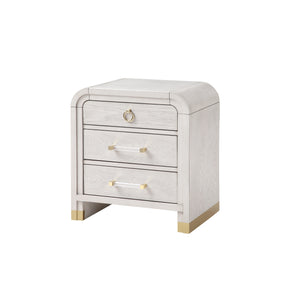 English Elm Malco Black White Oak Nightstand with Fluted Detailing, Gold Accents, Acrylic Hardware & Drawer B201P391828