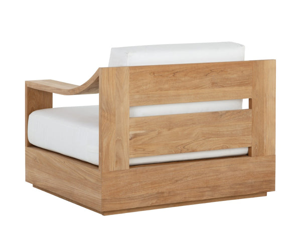 Sunpan TAHITI Swivel Lounge Chair - Stylish Stinson White Fabric, Teak Base, Perfect for Outdoor Relaxation 109152