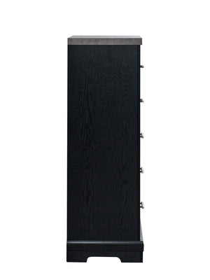 English Elm Grande Modern 5-drawer Chest with Faux Granite Top and Brushed Chrome Hardware B078P497909