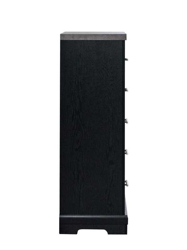 English Elm Grande Modern 5-drawer Chest with Faux Granite Top and Brushed Chrome Hardware B078P497909