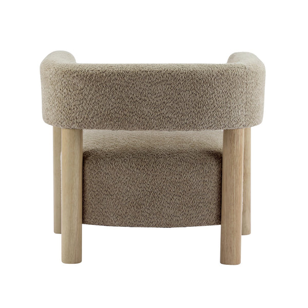 English Elm Christopher Knight Home® - Boucle Plush Bouclé Accent Chair with Rubber Wood Frame, Spring Bag Cushion for Cozy Support Light Camel,Natural Wood 30.75 L x 28.9 W x 19.25 H N776P268327B