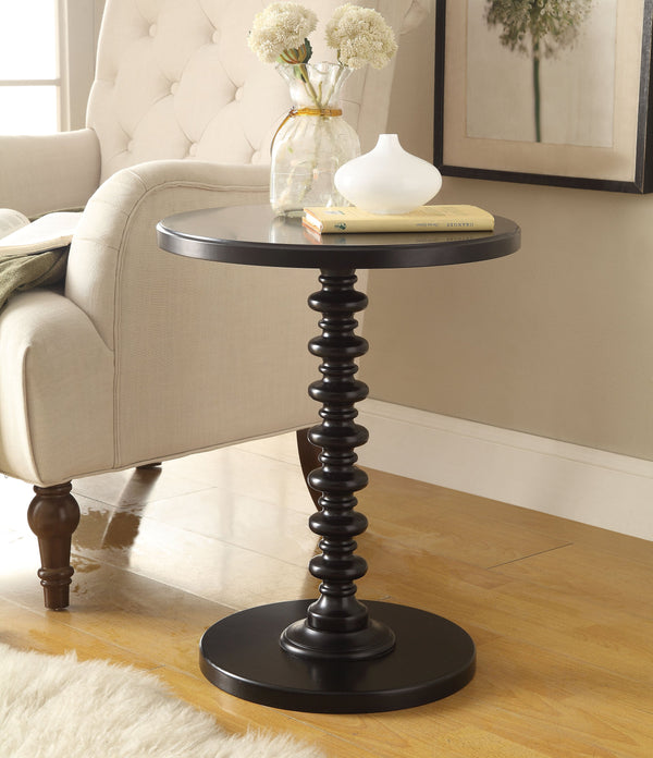 English Elm Acton Black Round Pedestal Accent Table – Turned Solid Wood Base, MDF Top, 40lb Capacity, KD Finish B2726P294879