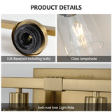 English Elm Golden 6-Light Vanity Light With Clear Glass Shades, Modern Iron Metal Bathroom Wall Fixture For Mirror, Ideal For Bathroom and Dressing Table (No Bulbs)