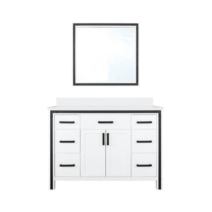 English Elm White Bath Vanity Set With Cultured Marble Top, 48" W, Elegant Design & Ample Storage Solutions B2731S00811-GIGA