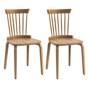 English Elm Dining Solid Wood Slat Back Windsor Chair Set of 2 — Farmhouse Spindle Back Rubberwood Seats, Walnut Finish Elegance W760102713