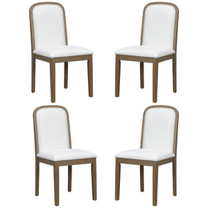 English Elm Trexm Ladder Back Wood Dining Chair Set of Four with Linen Seats Vintage Appeal Espresso N715P400659P