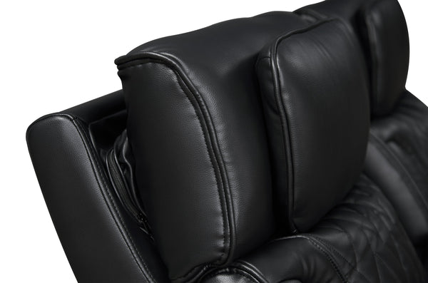 English Elm Jazz Black Leather Aire 3-Piece Power Reclining Sofa Set With Bluetooth Speakers & Usb Ports B061S00927