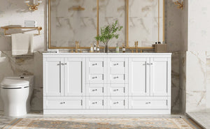 English Elm 72" Freestanding Bathroom Vanity Mdf Shaker Style with Ceramic Sink and Soft Close Storage N729P000031K