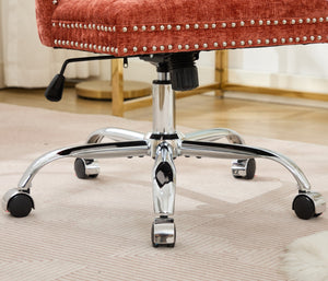 English Elm A&A Tufted Chenille Office Chair with Gold Chrome Base, Plush High-Rebound Cushion for Comfort Orange W1143P366776