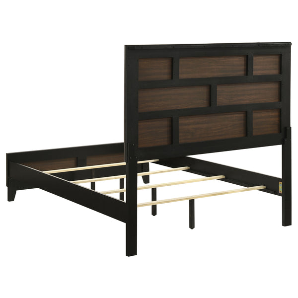 English Elm Cabrillo Grey Oak Full Panel Bed with 3D Foil Veneer, Easy-Clean Finish & Dark Grooved Detail B062S01321