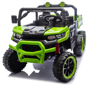 English Elm 24v Two Seat Kids Electric Dump Truck Six Wheel 4wd Utv with Parental Remote Green W1578P268992