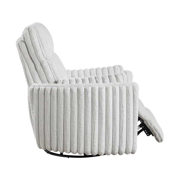 English Elm Luxurious Corduroy Swivel Glider Recliner Chair Gray — Plush Pull-Handle Reclining Comfort, Modern Upholstery B011P396178