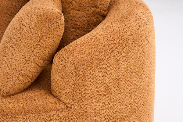 English Elm 360° Swivel Accent Barrel Chair with 3 Removable Pillows, High-Resilience Foam, Ergonomic Curved Back, Orange - Durable Stylish Seat W2231P261424