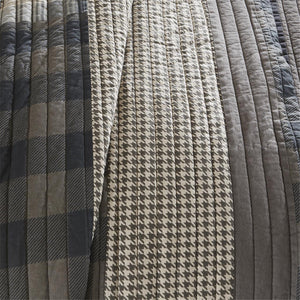 JLA Home Woolrich - 100% Cotton Woolrich Oversized Quilt Mini Set—Reversible Plaid to Solid Brown, Breathable Cozy Layering 96 L x 92 W x 0.25H WR14-1726