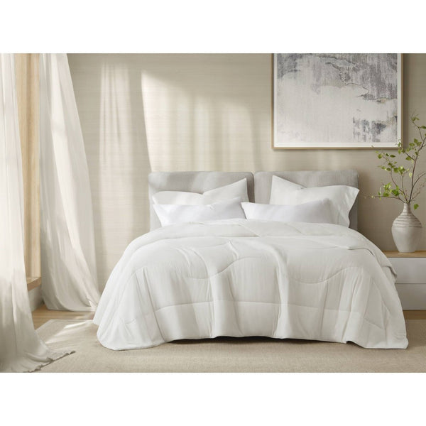 English Elm 1-piece King Reversible Tencel Fill Comforter with Sculptural Weave Cooling Texture White B035P408274