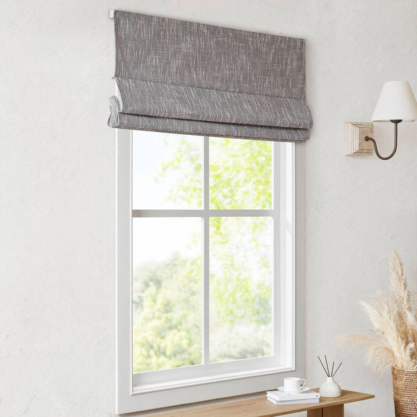 English Elm 1 Cordless Total Blackout Roman Shade 33x64 Inch Polyester Viscose Blend Easy Lift Installation Grey 5.96 L x 9.25 W x 8.07 H B035P319853
