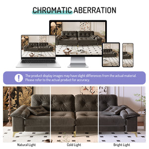 English Elm 104.7 Modern 4-Seat Cloud Sofa with Wide Removable Armrests, Tufted Chenille Comfort & Metal Legs DARK GREY W1885S00183