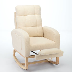 English Elm Modern Accent Rocking Chair With Adjustable Footrest, High Backrest & Side Pocket For Comfort W2725P254696
