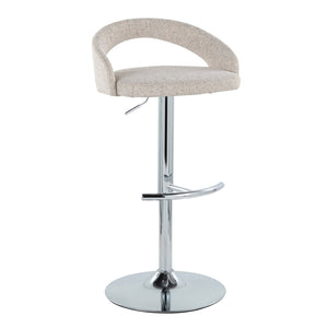 English Elm Adjustable Swivel Barstools Set of 3 Chrome Pedestal Oat Fabric Counter Height B202S02036