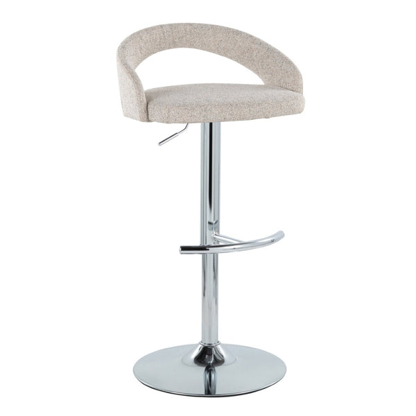 English Elm Adjustable Swivel Barstools Set of 3 Chrome Pedestal Oat Fabric Counter Height B202S02036