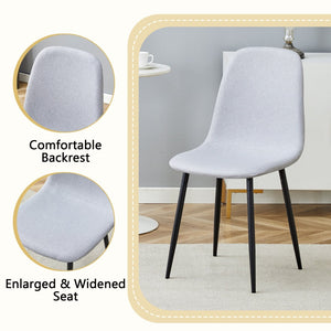 English Elm Scalable Extension Dining Set Linen Upholstered Chairs Wood Grain Table Modern Luxe W1151S04675
