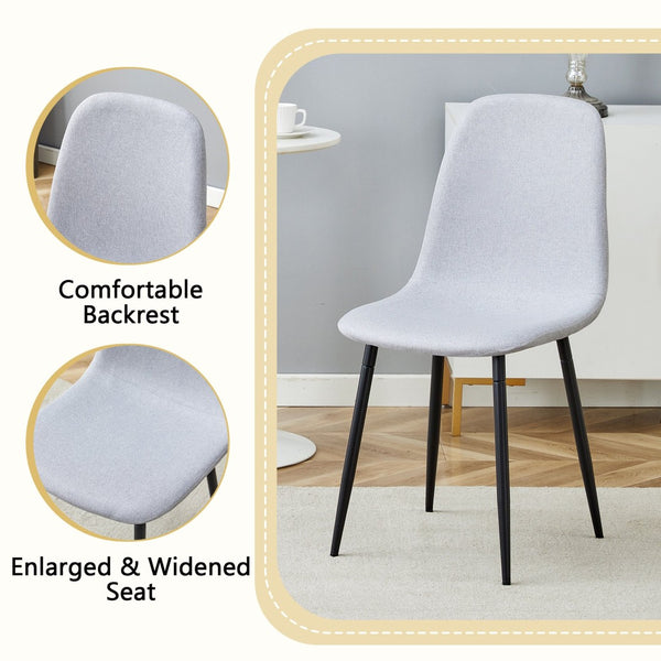 English Elm Scalable Extension Dining Set Linen Upholstered Chairs Wood Grain Table Modern Luxe W1151S04675