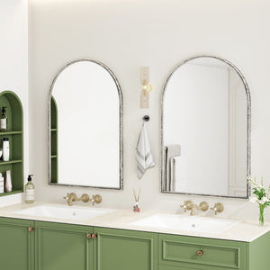 English Elm Arched Decorative Wall Mirror for Bathroom Vanity and Entryway — Elegant Arch Design for Living Room Bedroom Silver W757P251825
