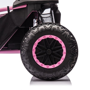 English Elm 24v Two Seater Kids Utv with Parental Remote Dual Motors Four Wheel Suspension Led Pink W1578P198434
