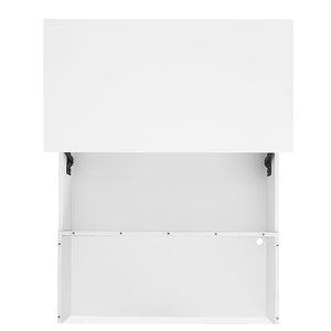 English Elm VIBE Lift-Top Coffee Table with Glass Top, Hidden Storage & LED Ambience, Modern High-Gloss Centerpiece White N724P290043K