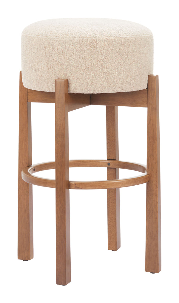 Zuo Modern Nade Counter Stool Set Of 2 - Elegant Beige & Walnut, Durable Rubberwood, Perfect For Bars & Counters Beige 100% Polyester,Rubberwood 110661-zuo-modern