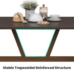 English Elm Dining Rectangular Wood Table for 4-6 with Sturdy Metal Frame, Rounded Corners, Easy Assembly, Durable Modern Dining Room Centerpiece Dark Walnut T3623P380107