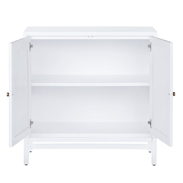 Crestview Collection Coastal Cabinets: Elegant Mindi Wood & Raffia Storage Solution With Wicker-paneled Doors, Easy Assembly White Solid Wood Cvfdr1154