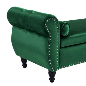 English Elm Christopher Knight Home® - Velvet Luxe Storage Ottoman Bench with Nailhead Trim and Plush Cushion — Durable, Spacious Seating Emerald N769P186110E