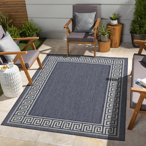 English Elm Sunshine Versatile Blue 7'10" X 10'3" Indoor/Outdoor Area Rug - Stain-Resistant, Easy Care, Stylish Design B186P198853-GIGA