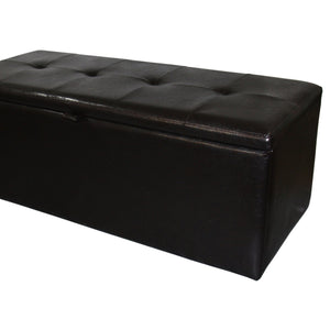 English Elm 18.5" Leather Upholstered Storage Bench with Front Opening & Pull Handle, Brown, Durable Wood Frame B072116487