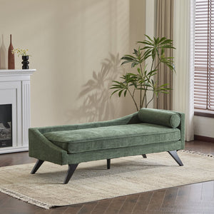 English Elm Christopher Knight Home® - CHAISE modern fabric lounge with rolled accent pillow, splayed birch legs and luxe comfort seating experience Green 68.25 L x 28 W x 17.75 H N776P291705G