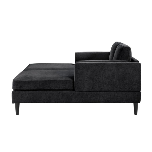 English Elm Swivel Barrel Accent Chair Chenille Tufted Round Club Seat for Living Room Lounge Black N719S002310B