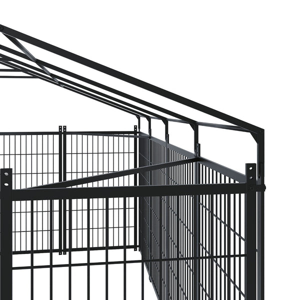 English Elm Large Heavy Duty Metal Dog Kennel Outdoor Run with Waterproof Roof and Secure Panel Frame W1820P318708